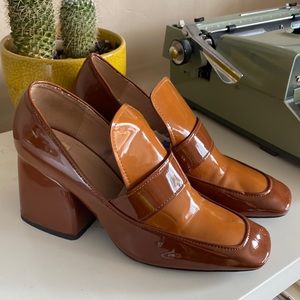 Zara Retro Brown Loafer Heels